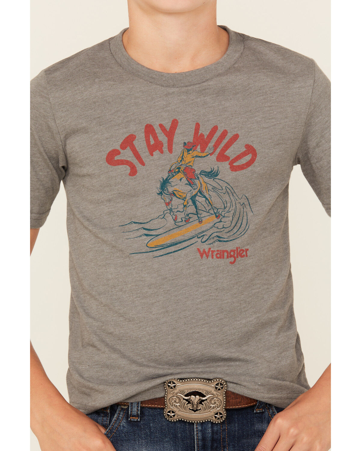 Image #3 - Wrangler Boys' Stay Wild Short Sleeve Graphic T-Shirt, Grey, hi-res