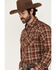 Image #2 - Wrangler Retro Men's Plaid Print Long Sleeve Snap Western Shirt, Brown, hi-res