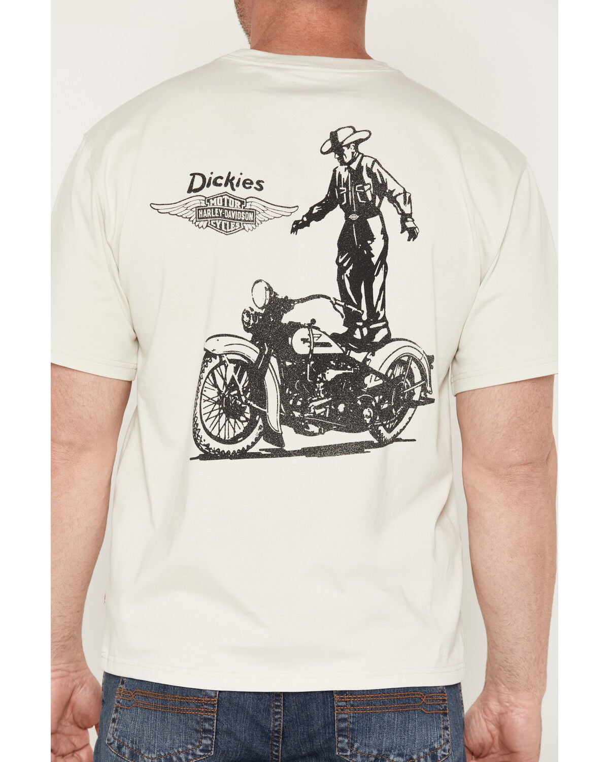 Image #4 - Dickies X Harley Davidson Men's Cowboy Short Sleeve Graphic Tee, Cream, hi-res