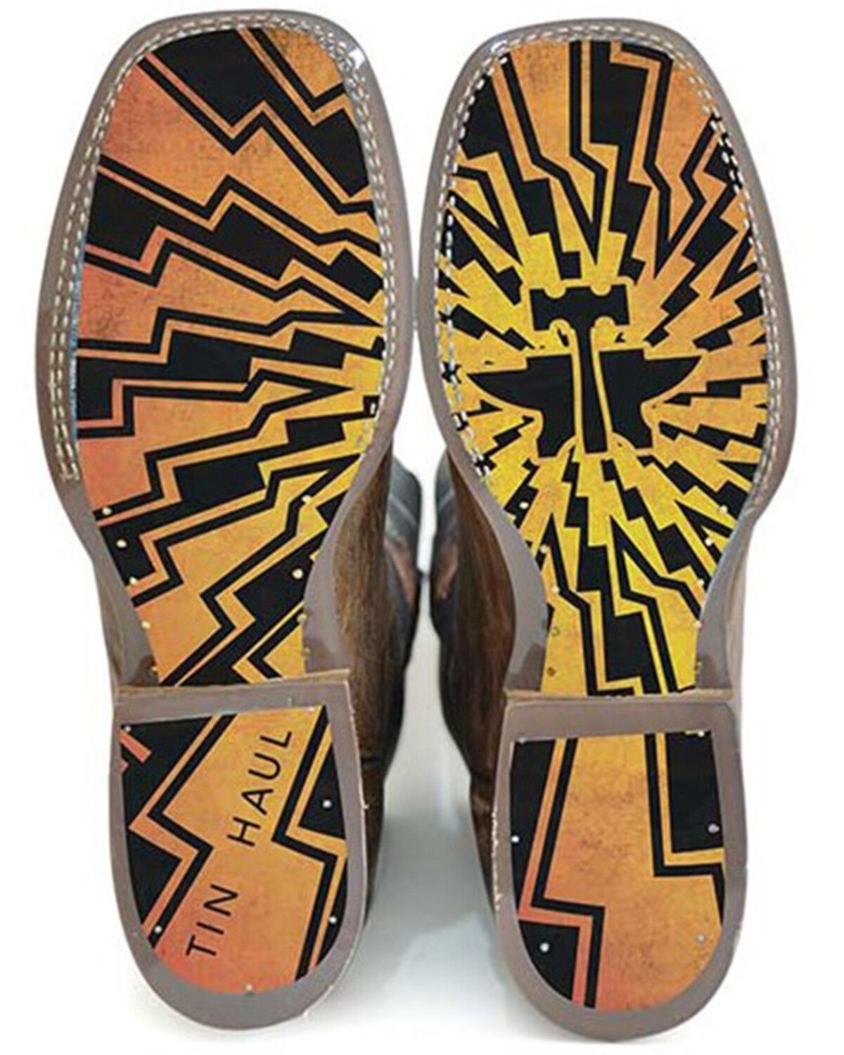 Image #2 - Tin Haul Men's Lightning Bolt Western Boots - Broad Square Toe, Brown, hi-res