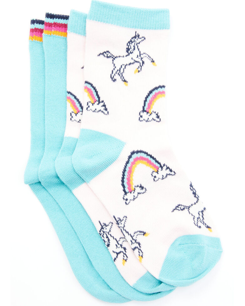 Shyanne Girls' Rainbow Crew Socks - 2 Pack, Multi, hi-res