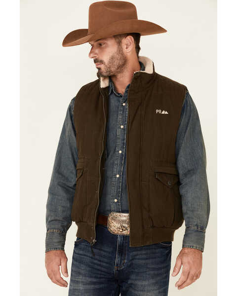 Powder River Outfitters Men's Concealed Carry Olive Brushed Canvas Storm Flap Vest , Olive, hi-res