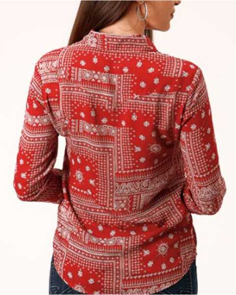 Image #2 - Stetson Women's Bandana Print Long Sleeve Snap Western Shirt, Red, hi-res