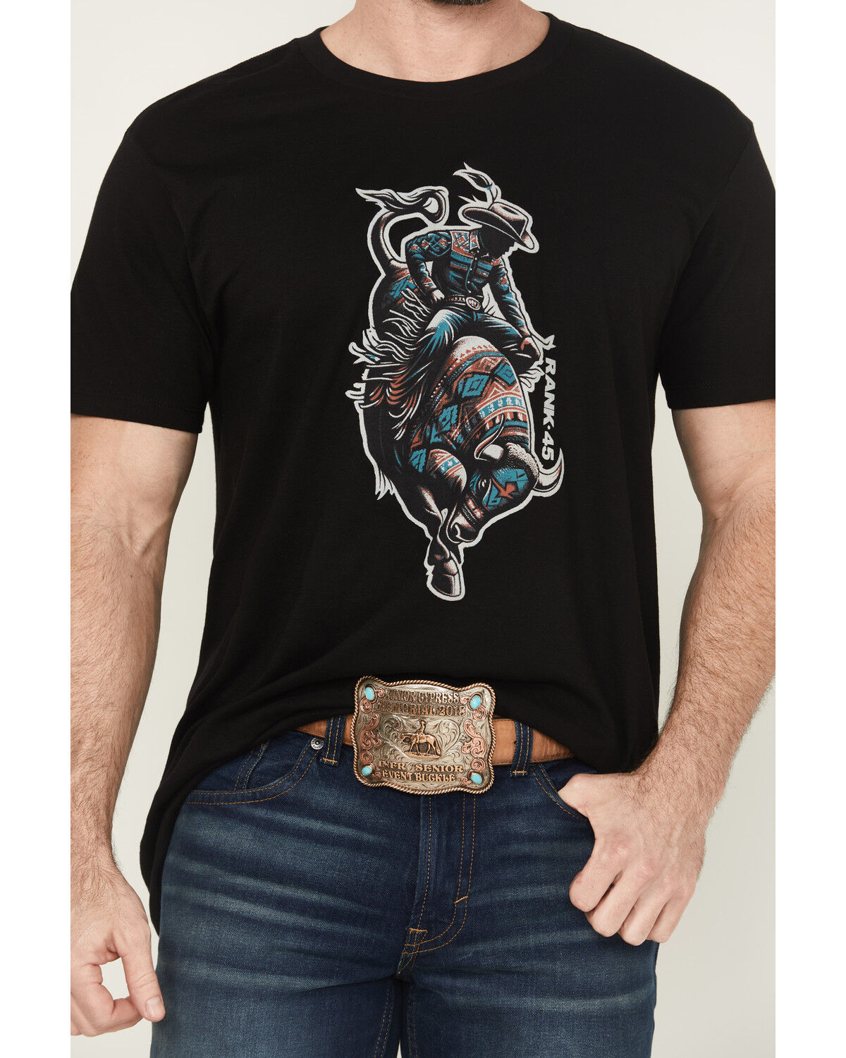 Image #3 - RANK 45® Men's Southwest Bull Short Sleeve Graphic T-Shirt, Black, hi-res