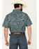 Image #4 - Roper Men's West Made Leaf and Horseshoe Print Short Sleeve Pearl Snap Western Shirt, Sage, hi-res