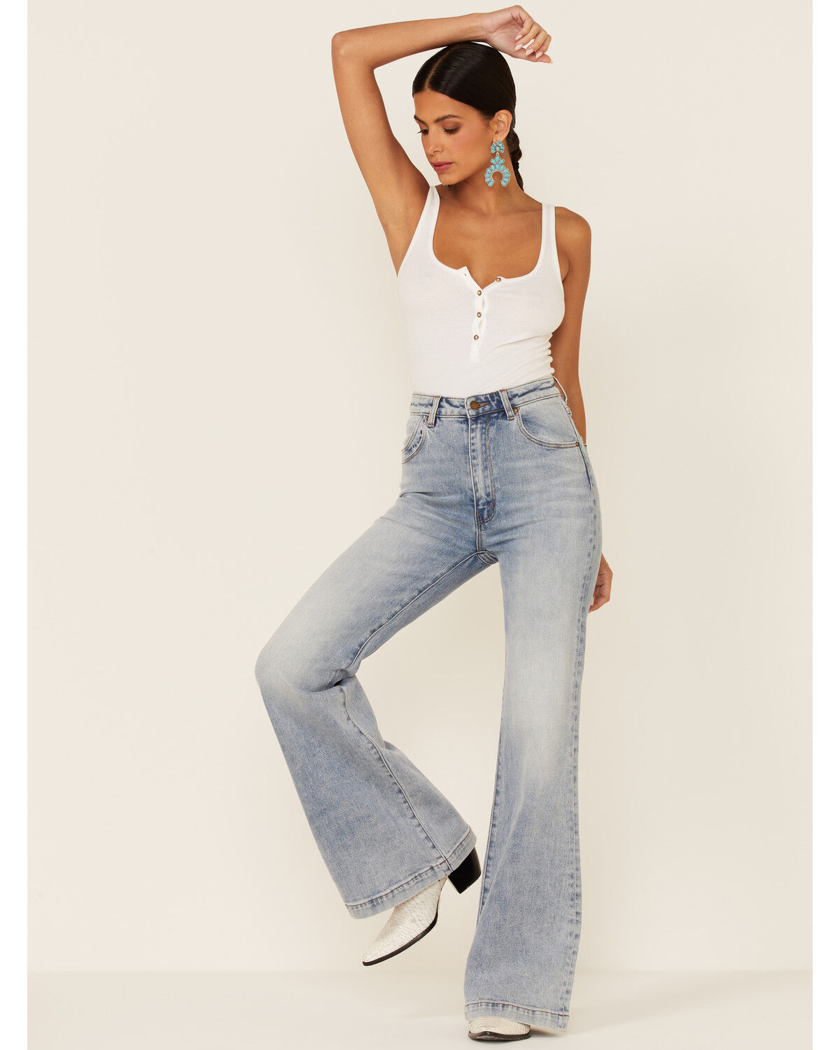 Image #1 - Rolla's Women's East Coast Medium Wash Flare Jeans, Blue, hi-res