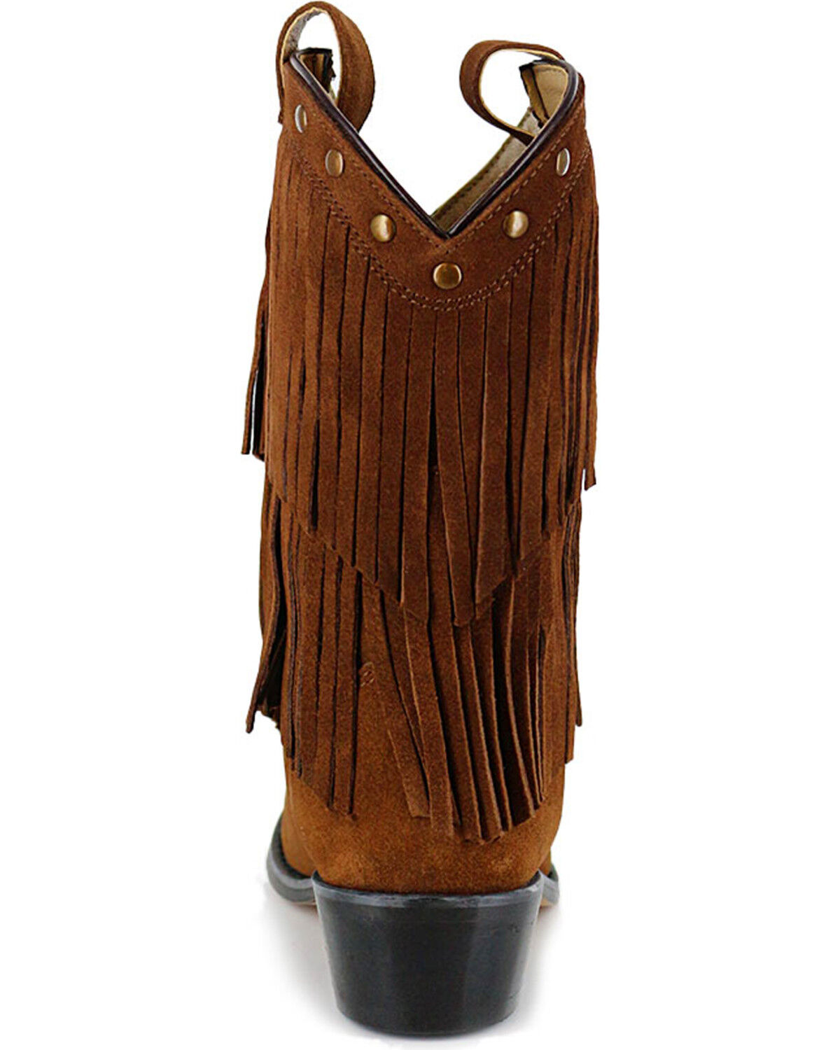 Image #7 - Shyanne Girls' Double-Fringe Western Boots - Snip Toe, Brown, hi-res