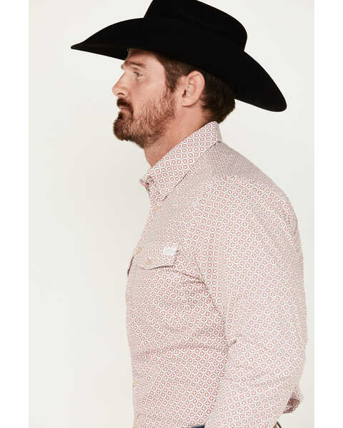 Image #2 - Justin Men's Boot Barn Exclusive JustFlex Geo Print Long Sleeve Button-Down Western Shirt , Red, hi-res