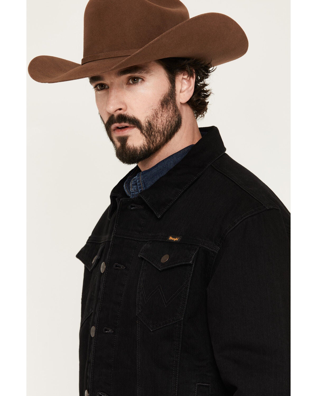 Image #2 - Wrangler Retro Men's Sherpa Lined Button-Down Denim Jacket, Black, hi-res