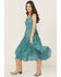 Image #1 - Scully Women's Lace-Up Jacquard Midi Dress, Teal, hi-res