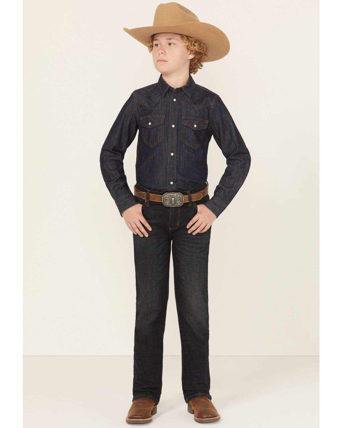 Image #1 - Wrangler Boys' Dark Wash Bootcut Denim Jeans, Dark Wash, hi-res