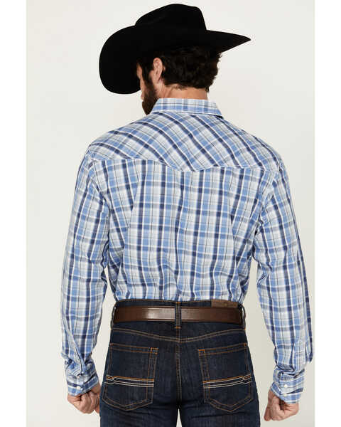 Image #4 - Wrangler 20X Men's Advanced Comfort Plaid Print Long Sleeve Snap Western Shirt, Navy, hi-res