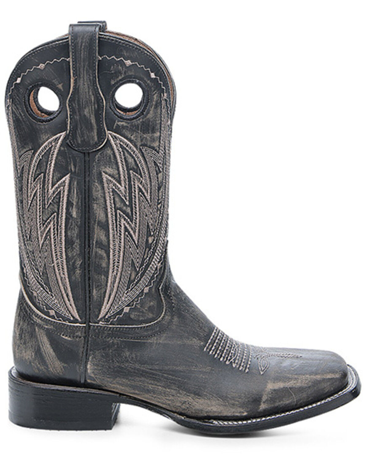 Image #2 - Corral Men's Distressed Cut Out Western Boots - Broad Square Toe, Black, hi-res