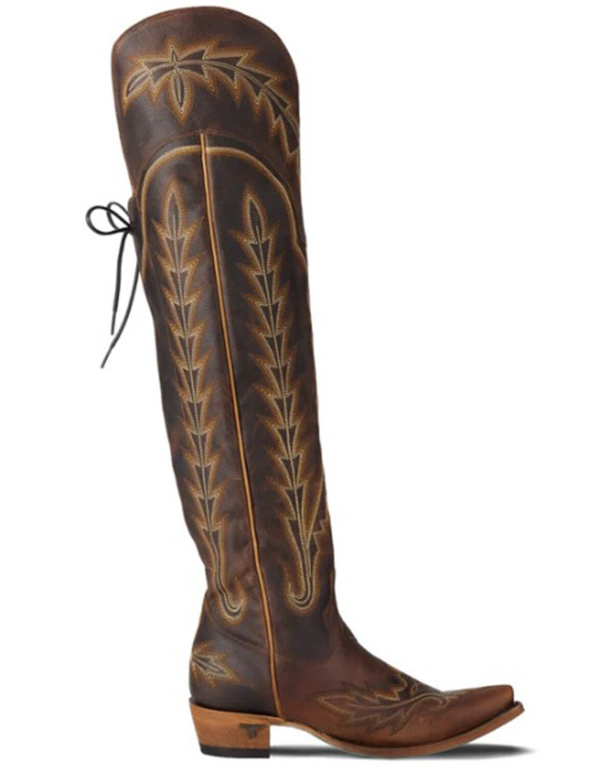 Image #2 - Lane Women's Lexington Over The Knee Corset Western Boots - Snip Toe, Cognac, hi-res