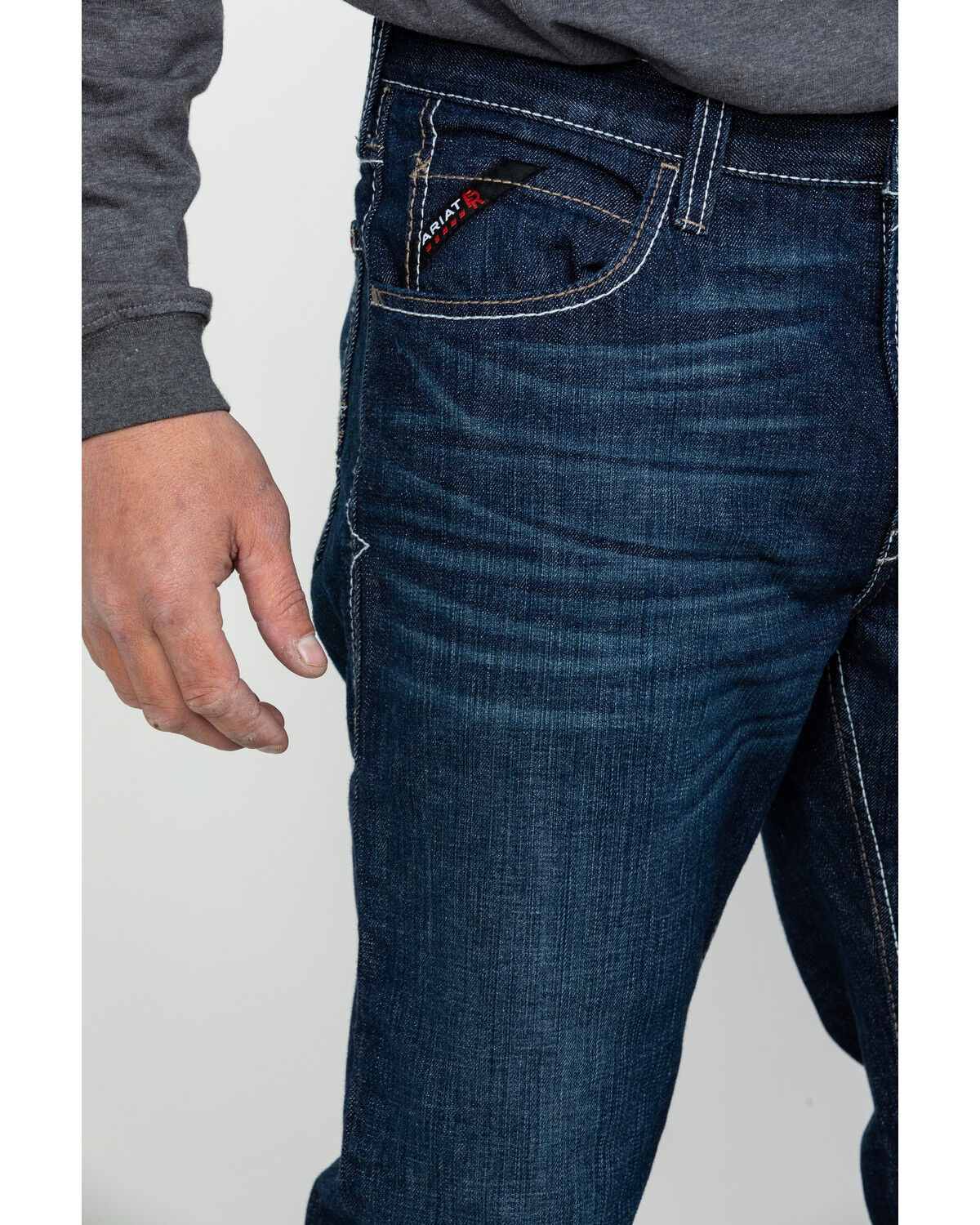 Image #5 - Ariat Men's FR M4 Durastretch Lineup Straight Work Jeans, Blue, hi-res