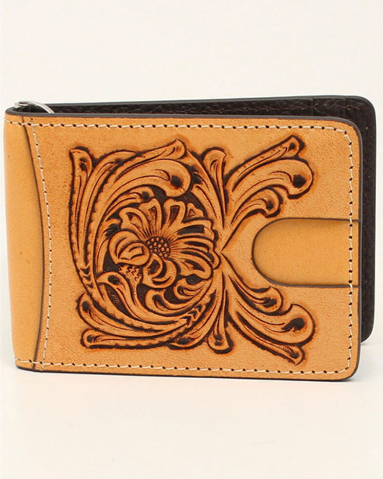 Nocona Men's Floral Embossed Money Clip, No Color, hi-res