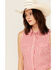 Image #2 - Wrangler Retro Women's Gingham Print Sleeveless Pearl Snap Western Shirt, Red, hi-res