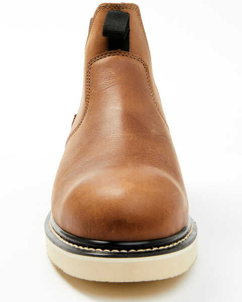 Image #4 - Hawx Men's Crazy Horse Wedge Chelsea Work Boots - Composite Toe, Brown, hi-res