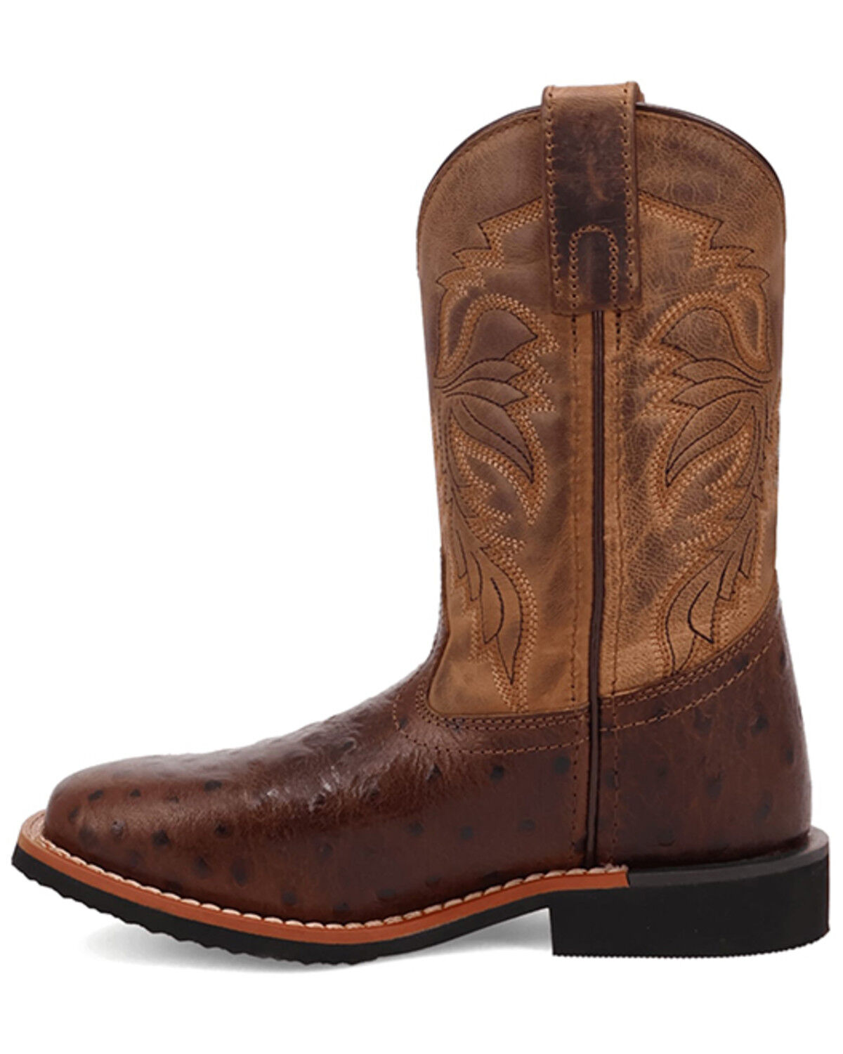 Image #3 - Dan Post Little Boys' Ostrich Print Western Boots - Broad Square Toe, Chocolate, hi-res