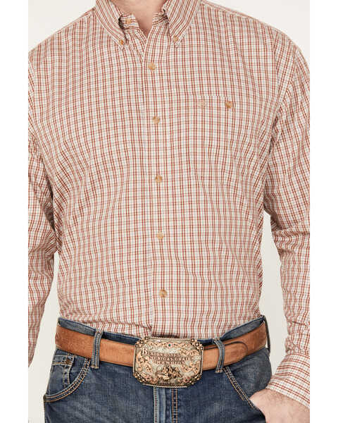 Image #3 - Wrangler Men's Classics Plaid Print Long Sleeve Button Down Western Shirt, Rust Copper, hi-res