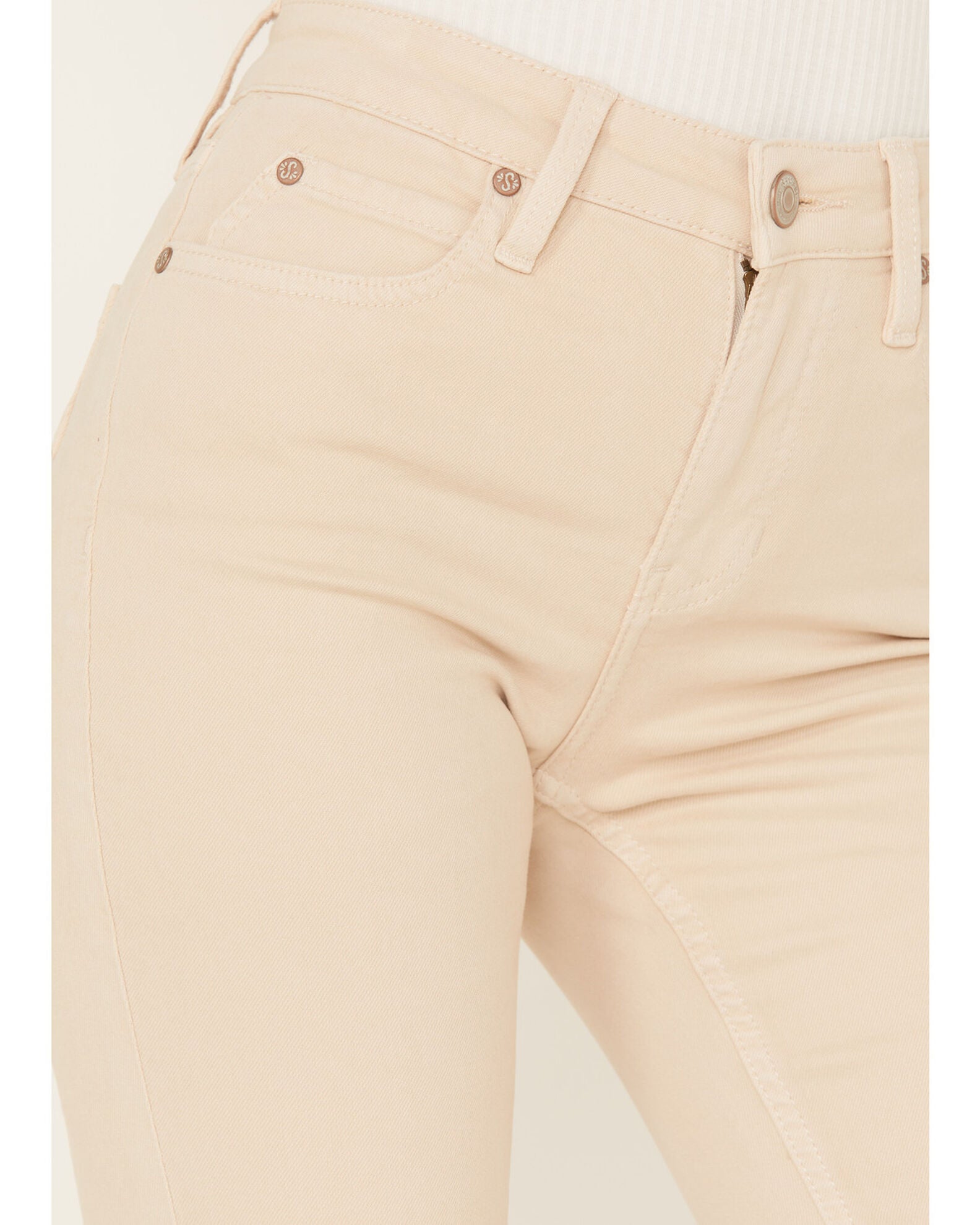 Shane Distressed High Rise Stretch Crop Flare Jeans