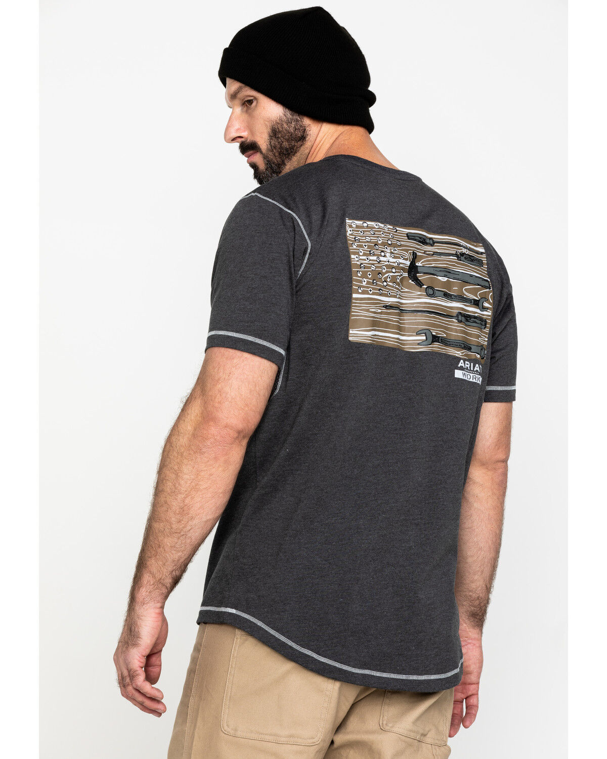 Image #2 - Ariat Men's Rebar Workman Technician Graphic Work T-Shirt, Heather Grey, hi-res