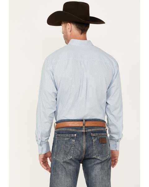 Image #4 - Cinch Men's Diamond Geo Print Long Sleeve Button-Down Western Shirt, Light Blue, hi-res