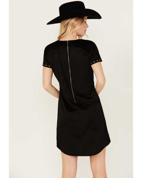 Image #4 - Panhandle Women's Faux Suede Studded Short Sleeve Mini Dress , Black, hi-res