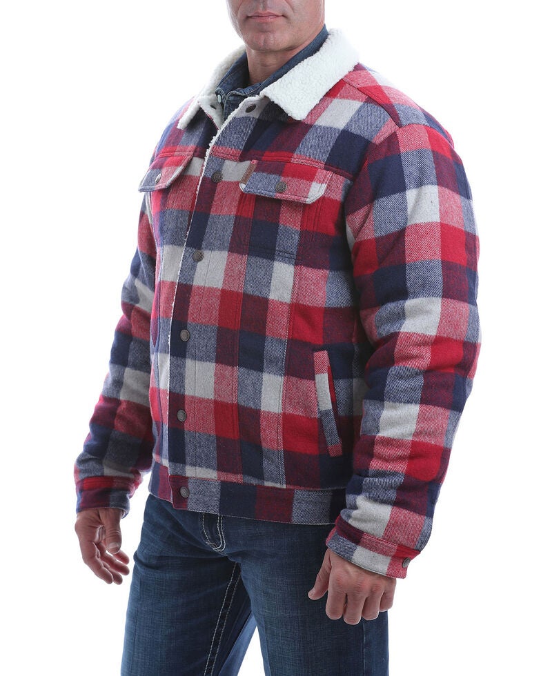 Cinch Men's Multi Plaid CC Sherpa Lined Trucker Jacket Sheplers