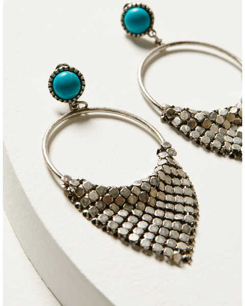 Image #2 - Shyanne Women's Moonbeam Triangle Chain Earrings, Turquoise, hi-res