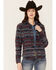 Outback Trading Co Women's Southwestern Jacquard Shirt Jacket, Navy, hi-res