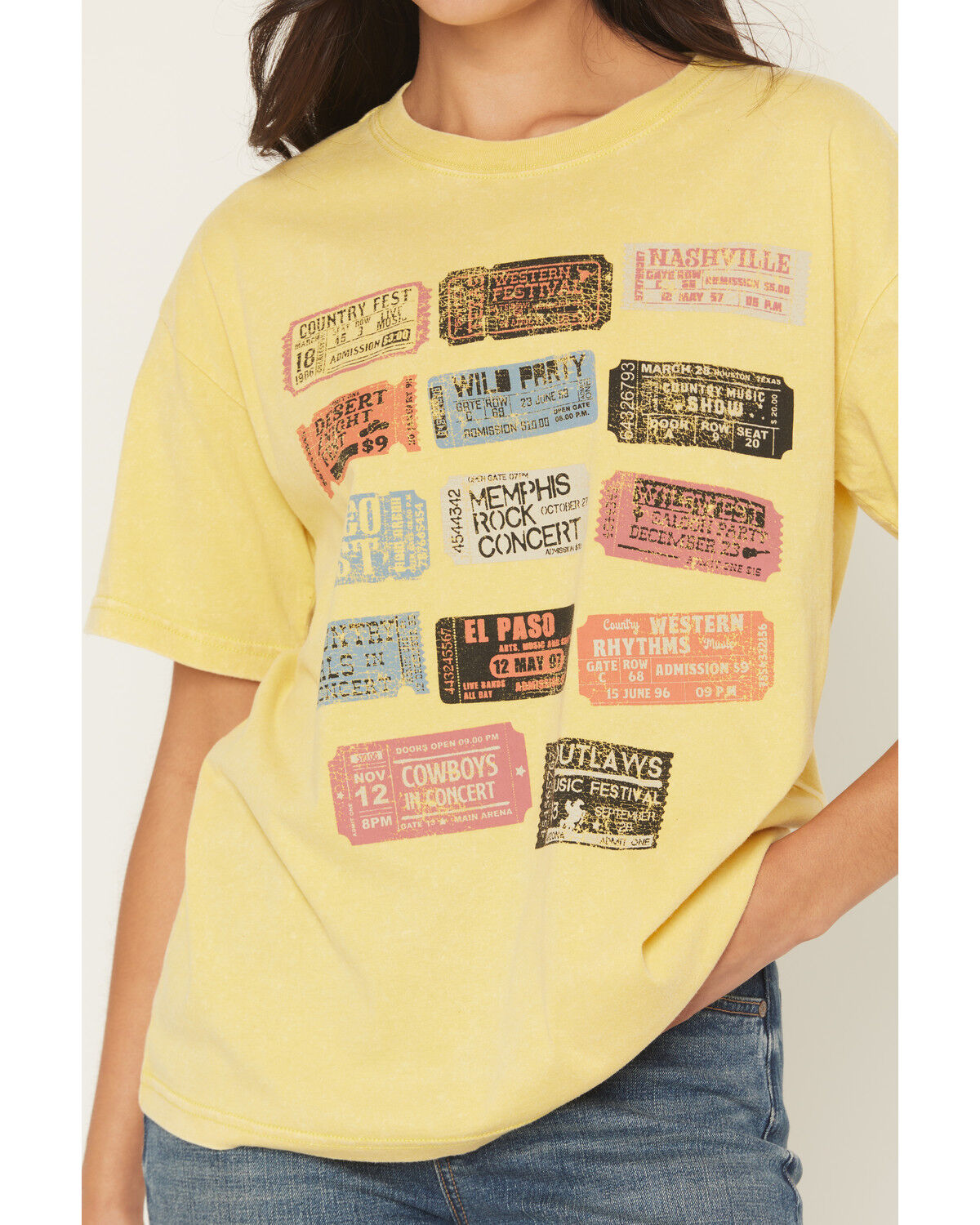 Image #3 - Cleo + Wolf Women's Ticket Stub Short Sleeve Graphic Boyfriend Tee, Light Green, hi-res