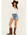 Image #1 - Idyllwind Women's Fawn Medium Wash Gypsy High Rise Comfort Stretch Shorts, Medium Wash, hi-res