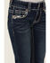 Shyanne Little Girls' Southwestern Floral Border Pocket Stretch Bootcut Denim Jeans , Blue, hi-res