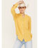 Image #1 - Wild Moss Women's Gauze Long Sleeve Button-Down Shirt, Mustard, hi-res