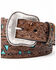 Image #3 - Nocona Men's Floral Embossed Overlay Belt, Tan, hi-res