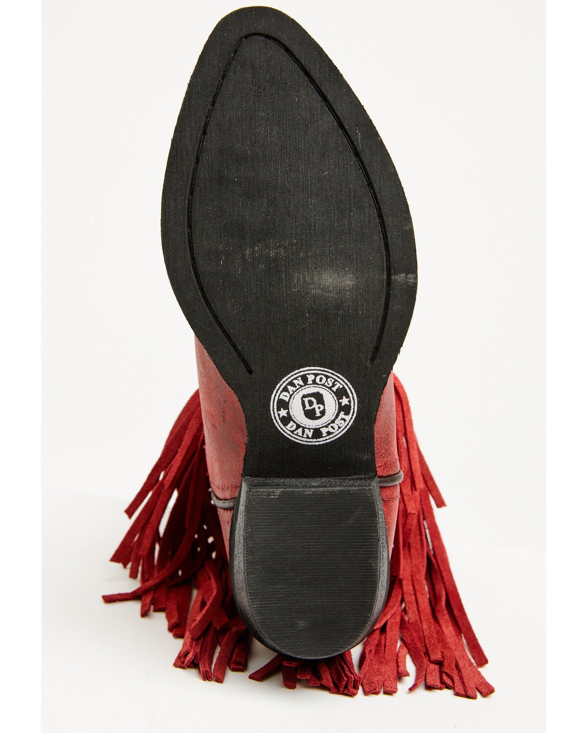 Image #7 - Dan Post Girls' Happy Trails Fringe Western Boots - Round Toe, Red, hi-res