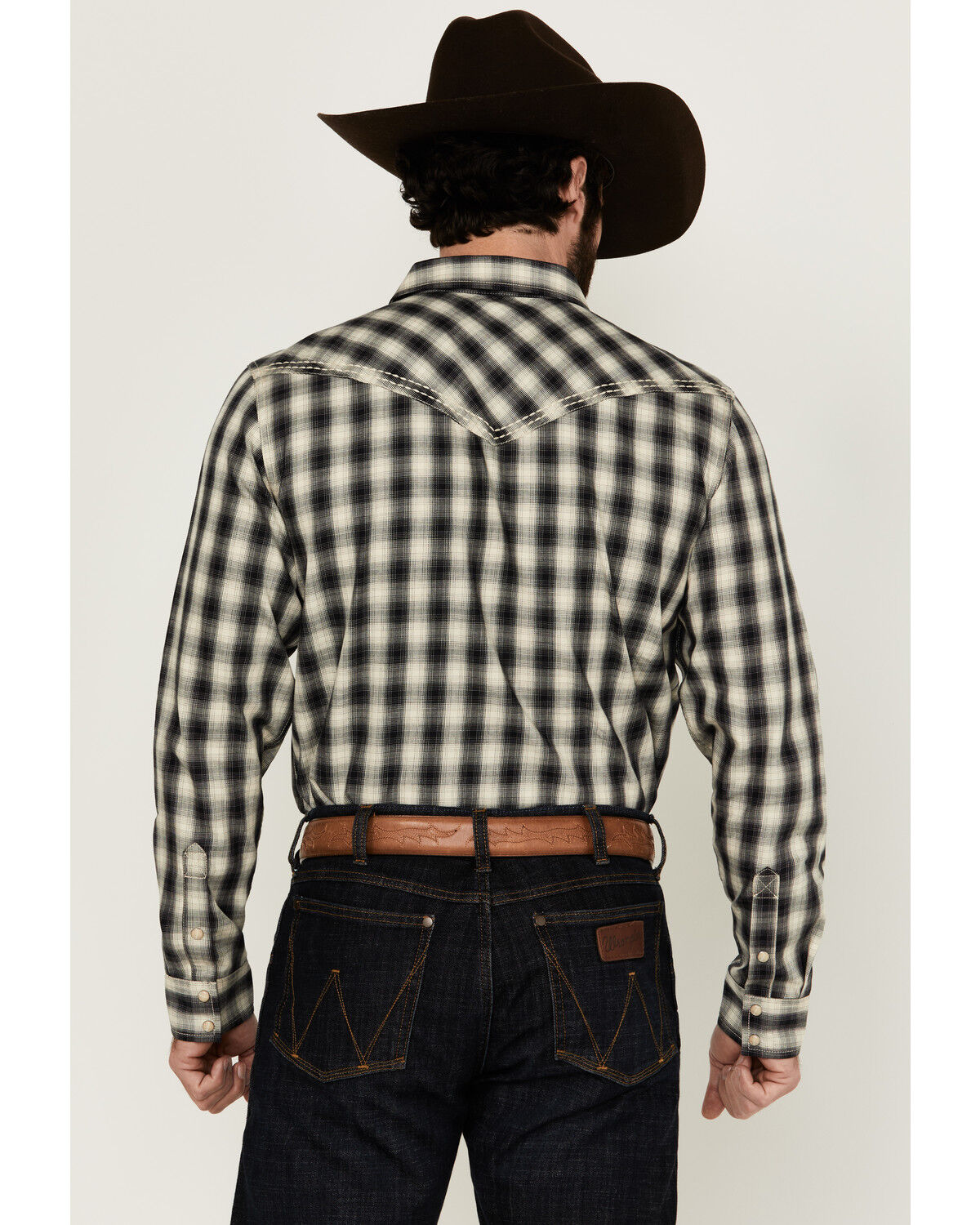 Image #4 - Cody James Men's Rey Plaid Print Long Sleeve Snap Western Shirt, Cream, hi-res
