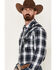 Rock 47 by Wrangler Men's Plaid Print Long Sleeve Snap Western Shirt, Black, hi-res