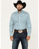 Image #1 - Stetson Men's Floral Geo Print Long Sleeve Button Down Western Shirt, Blue, hi-res
