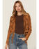Image #2 - Vocal Women's Suede Tassel Jacket, Camel, hi-res
