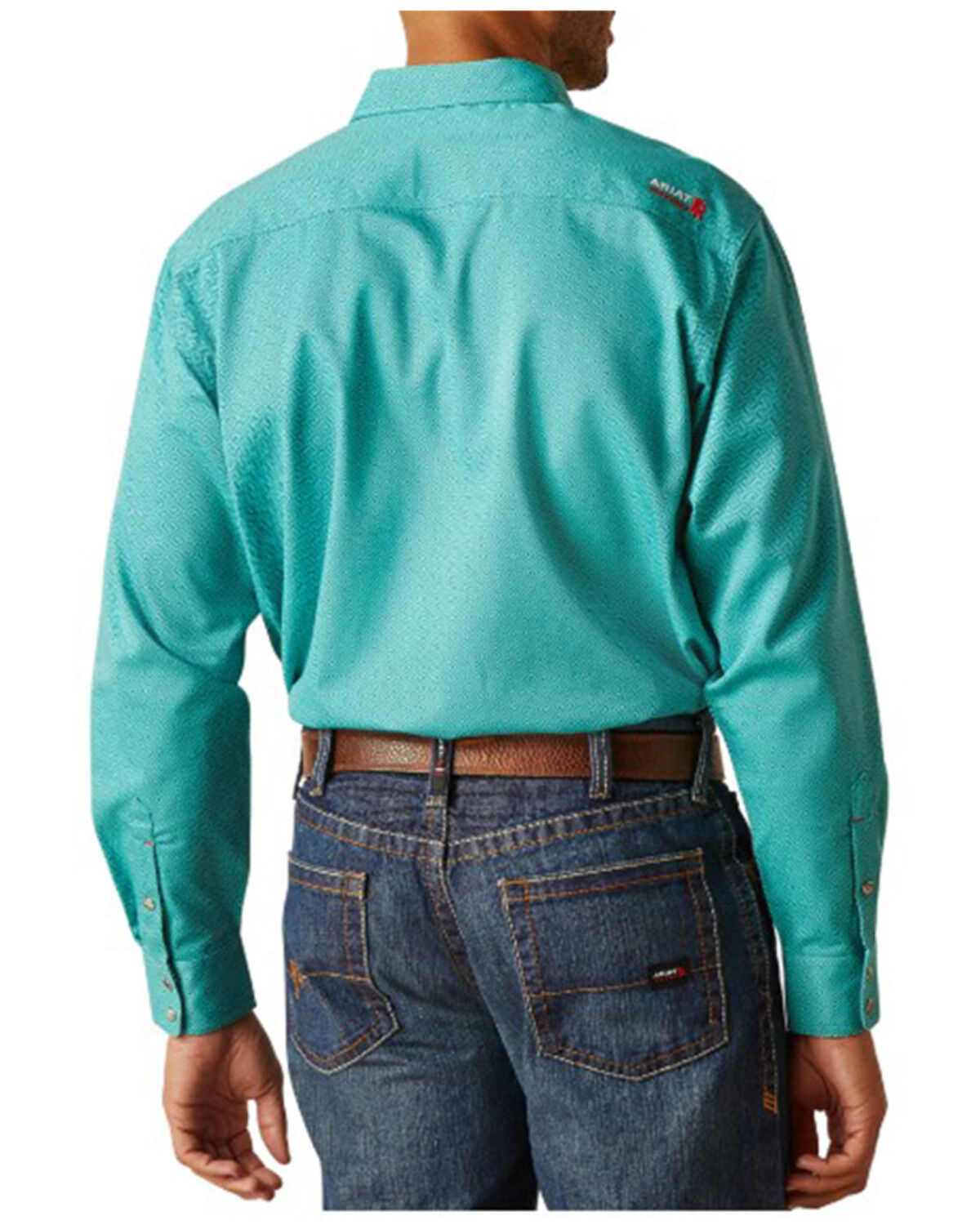 Image #2 - Ariat Men's FR Favoc Long Sleeve Snap Work Shirt, Turquoise, hi-res