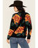 Image #4 - Evergreen Women's Floral Crew Neck Sweater, Black, hi-res