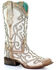 Corral Women's White Glitter Inlay Western Boots - Square Toe, Ivory, hi-res