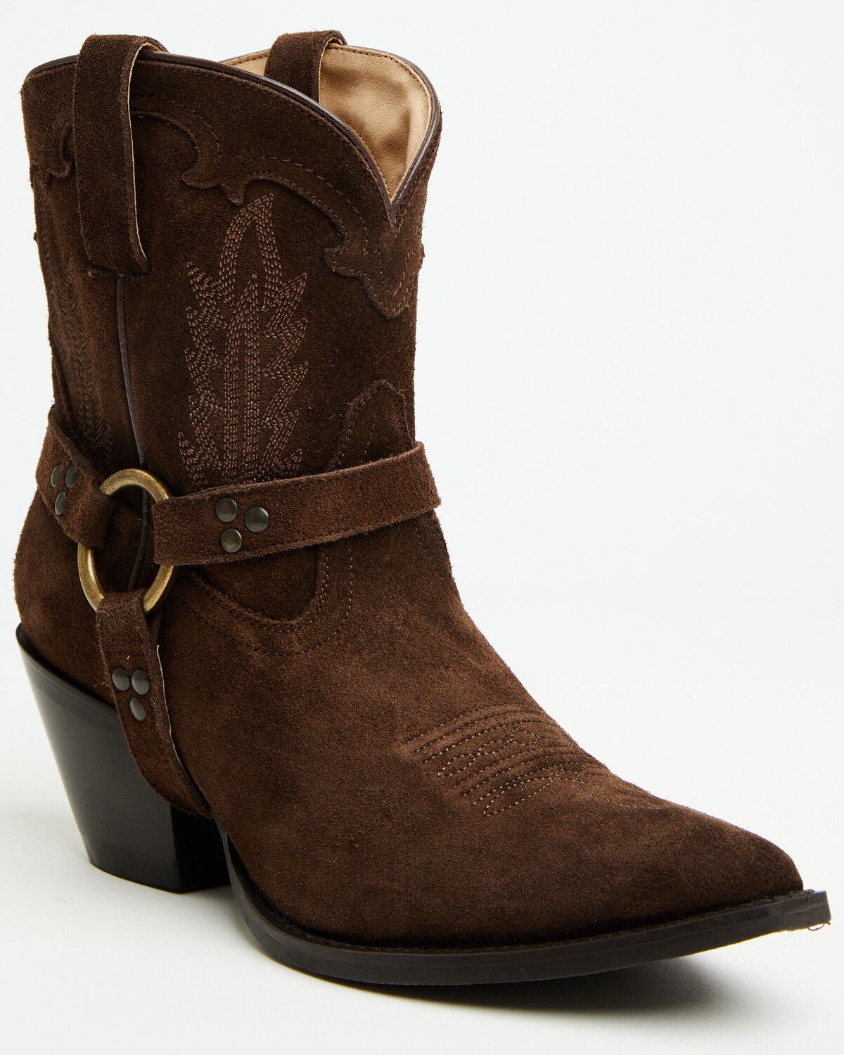 Idyllwind Women's Dust Rider Suede Western Booties - Snip Toe, Chocolate, hi-res
