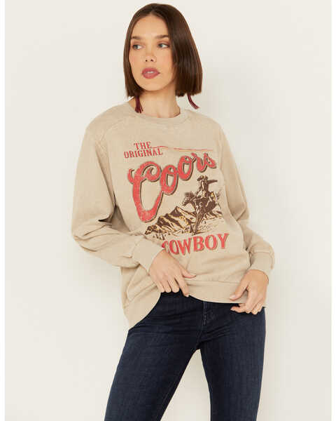 Image #1 - Changes Women's OG Coors Cowboy Graphic Sweatshirt , Cream, hi-res