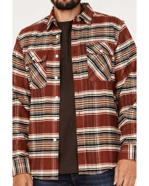Image #3 - Brixton Men's Bowery Stretch Plaid Print Long Sleeve Utility Flannel Shirt, Burgundy, hi-res