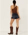 Image #3 - Shyanne Women's Mid Rise 3 1/2" Released Hem Shorts, Dark Wash, hi-res