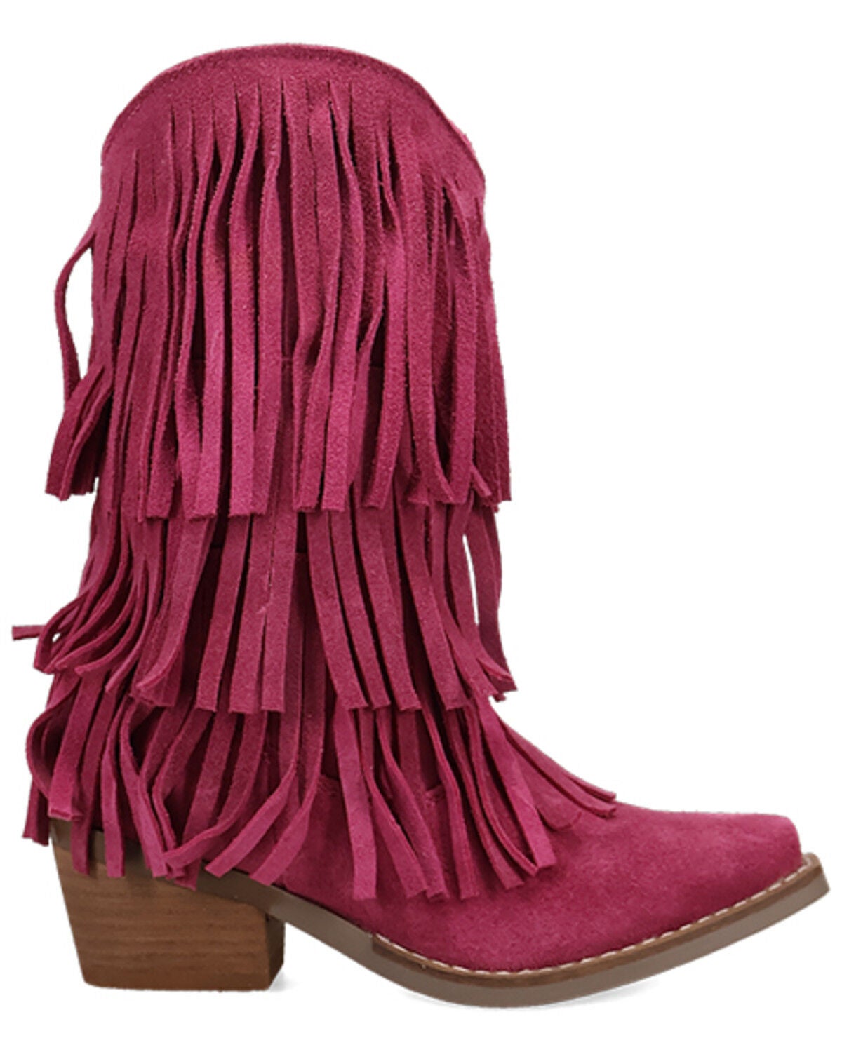 Image #2 - Dingo Little Girls' Wild Child Suede Fringe Western Boots - Snip Toe, Pink, hi-res
