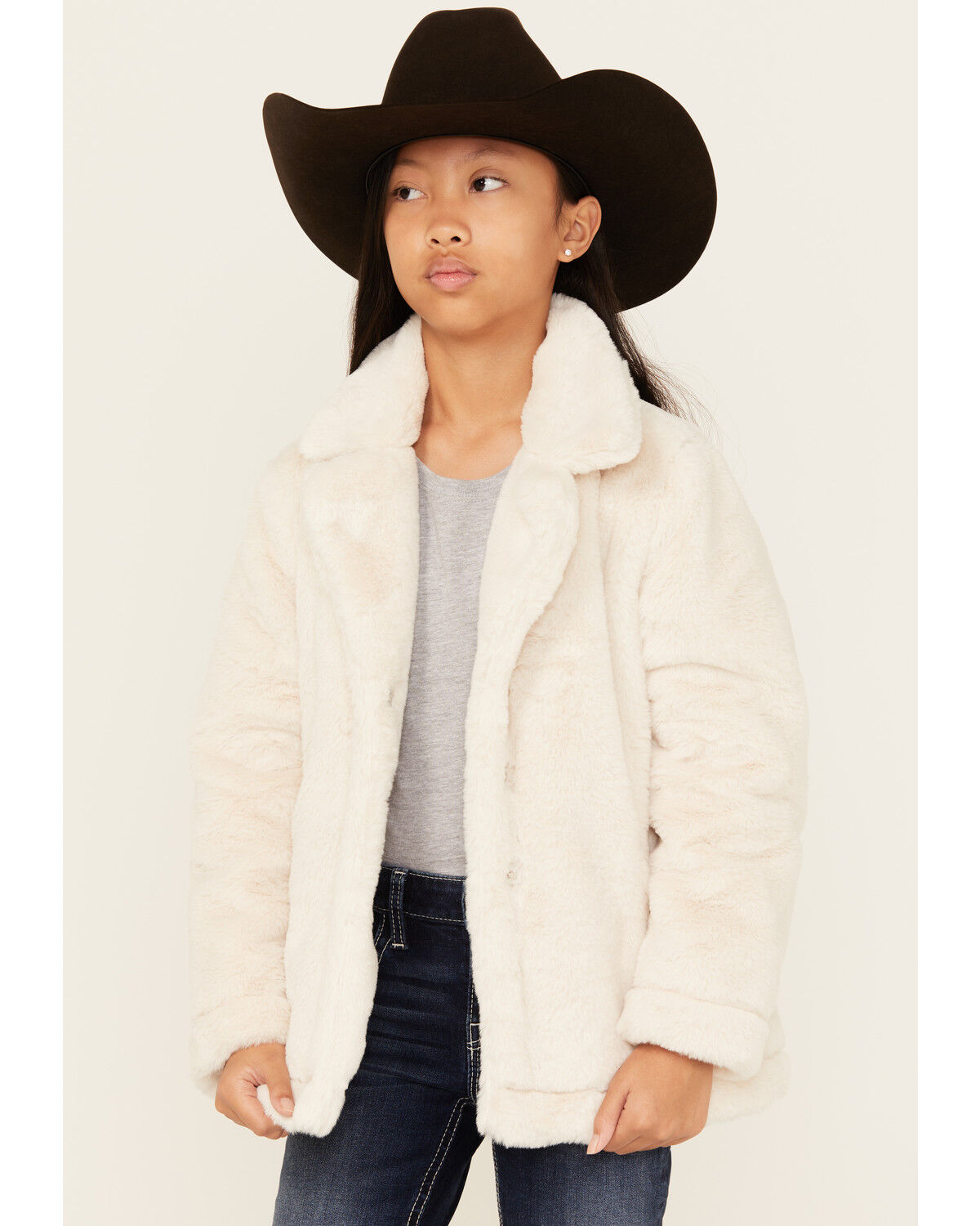 Image #1 - Urban Republic Girls' Long Faux Fur Coat, Ivory, hi-res